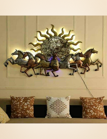 7 Horses LED Metal Panel Wall Decor 50 * 31 inches