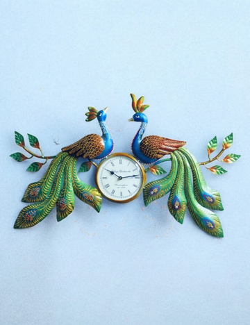 Peacock Couple 1 with Clock panel 18 * 30 inches