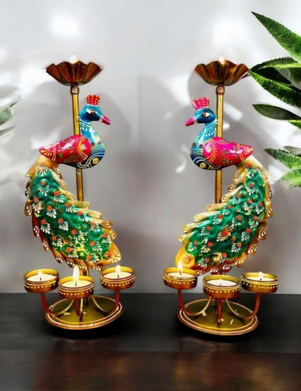 Pecock T-light Holder set of 2 (13 * 5 * 6) inches