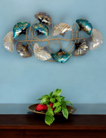 Blue, White and Grey Floral LED Metal Wall Decor 24*48 inches