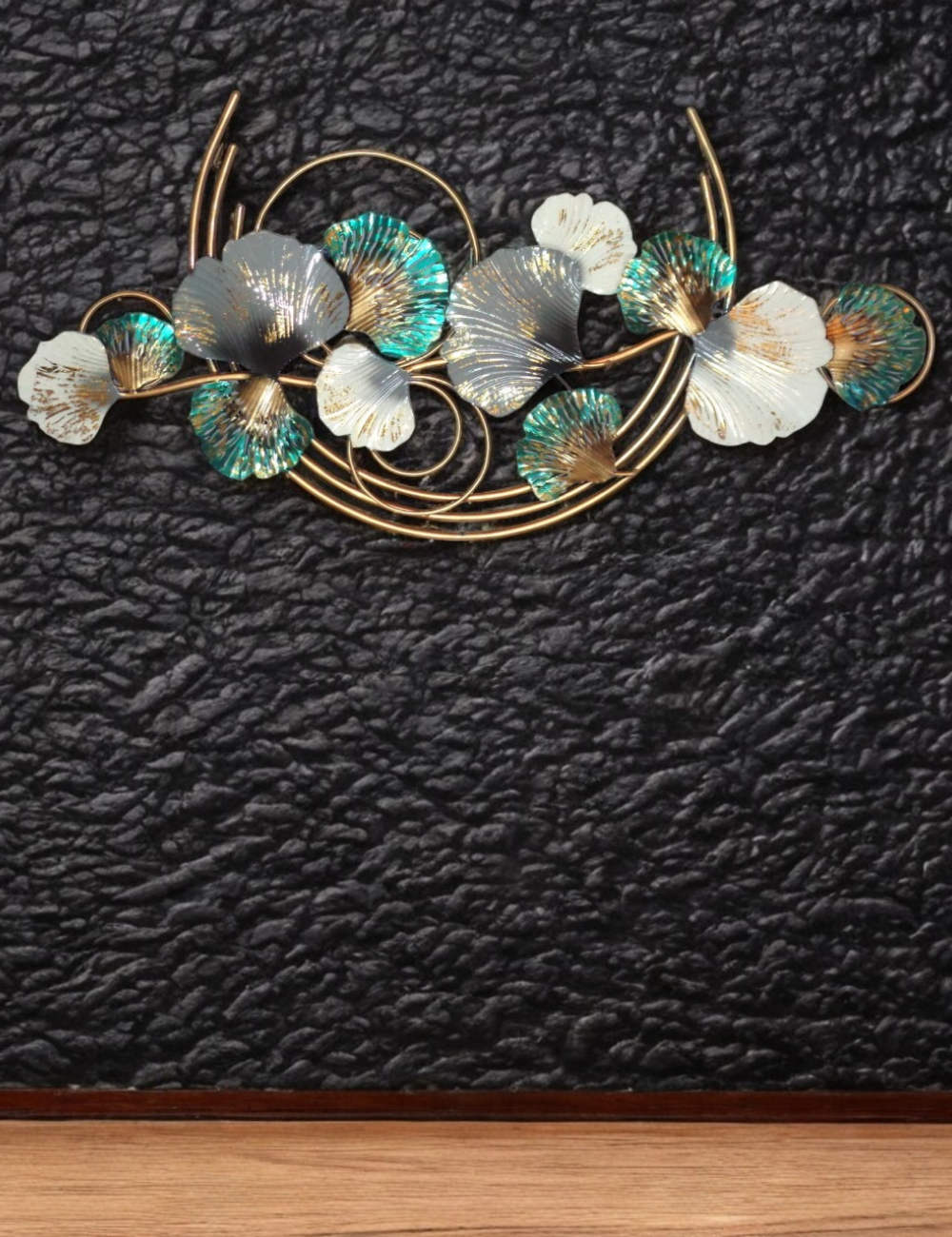 Blue, White and Grey Floral LED Metal Panel Wall Decor 48*24 inches