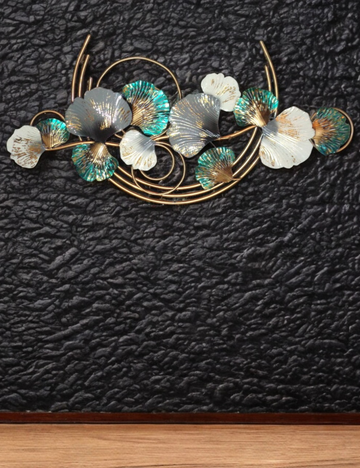 Blue, White and Grey Floral LED Metal Panel Wall Decor 48*24 inches