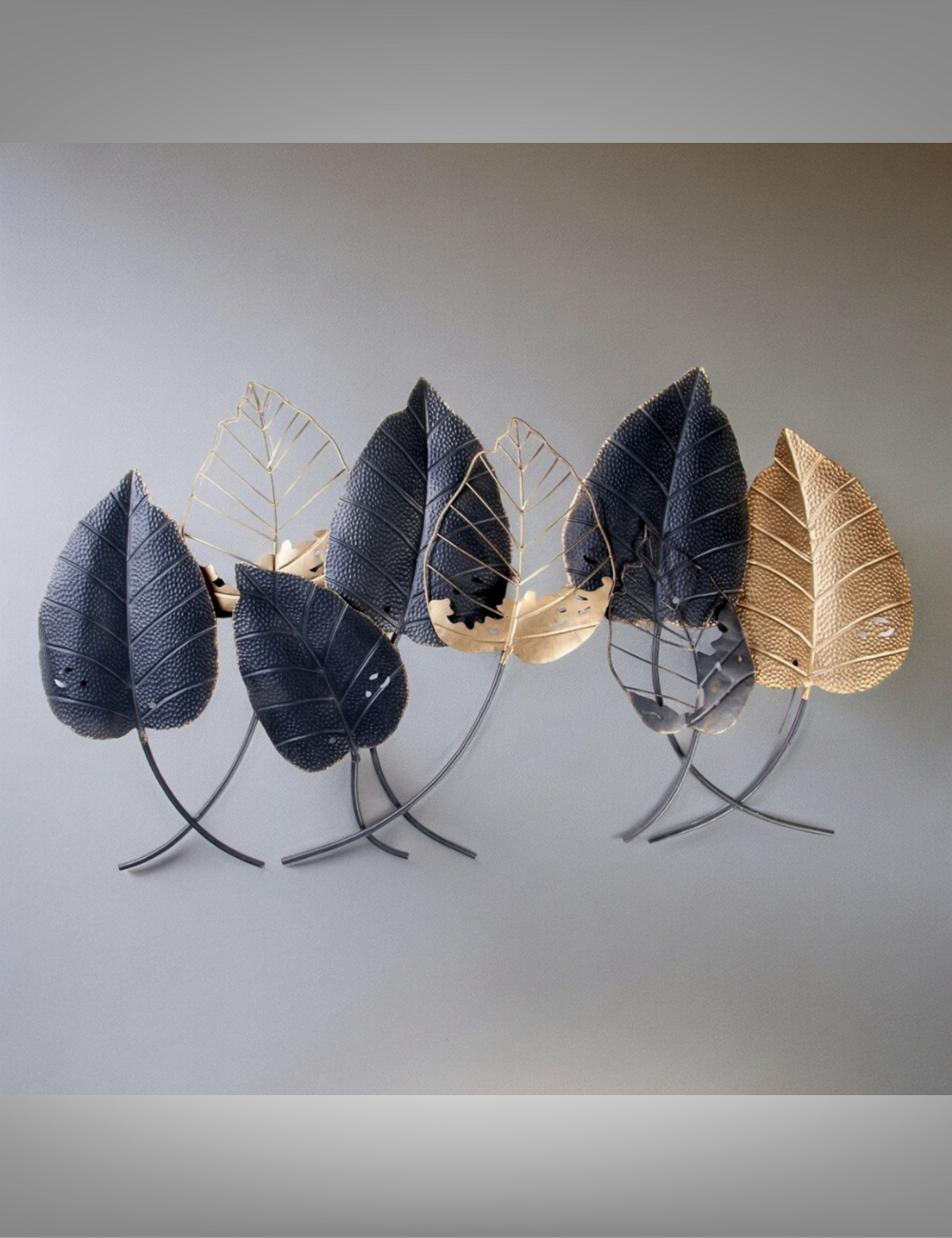 Black and Golden Leaves Metal Wall Decor 44*24 inches