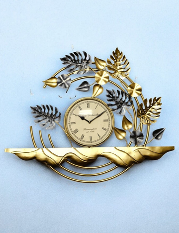 Golden Leaves Clock Metal Wall Decor 28*25 inches