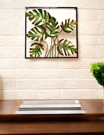 Green Leaves Square Metal Panel Wall Decor 18*18 inches