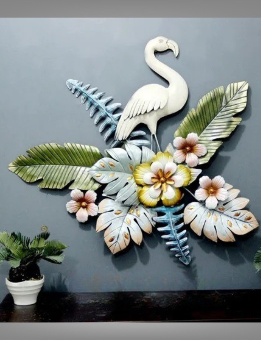 Flamingo on Floral LED Metal Wall Decor 30*36 inches