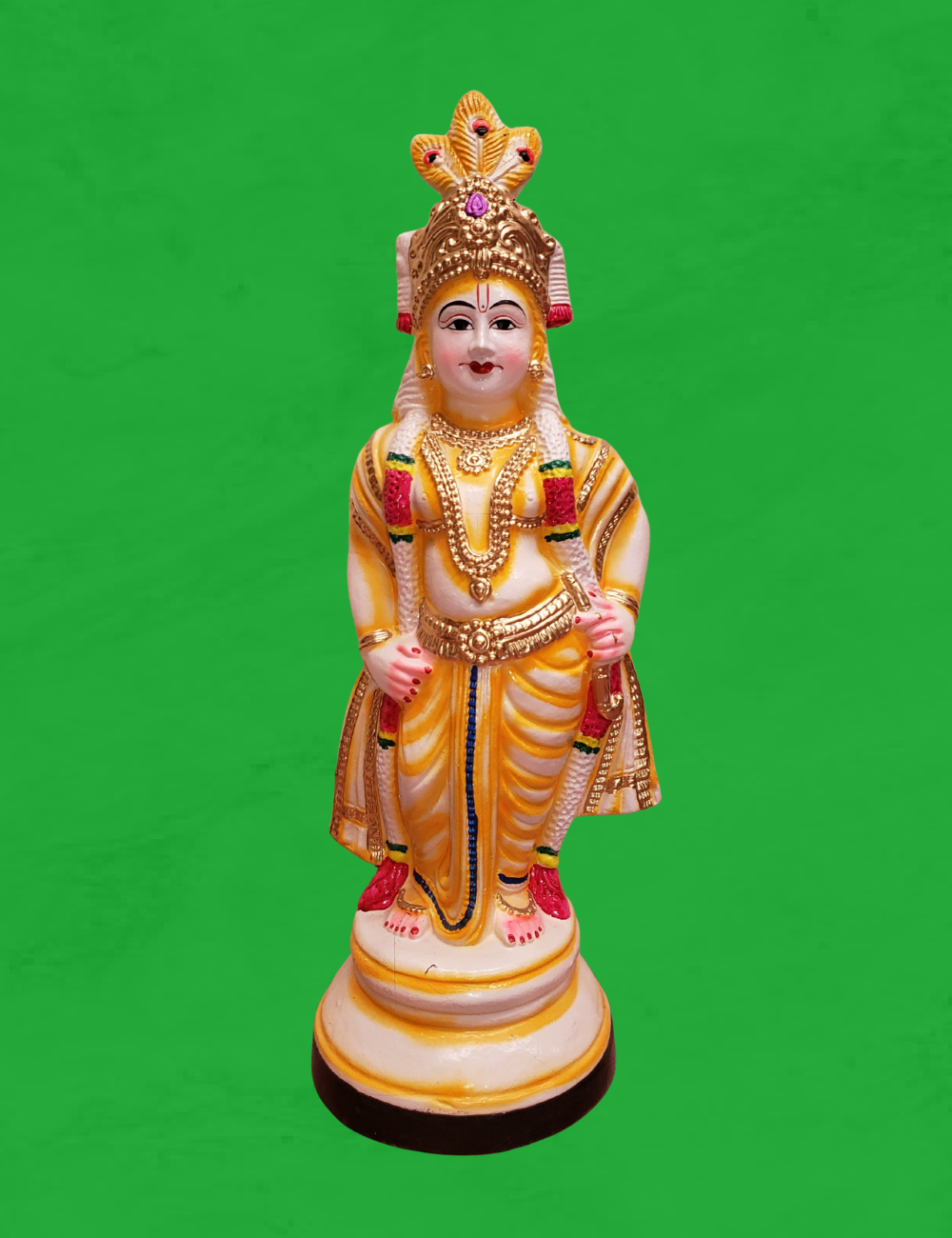 Standing Krishna White Clay Single Golu Bommai 20"