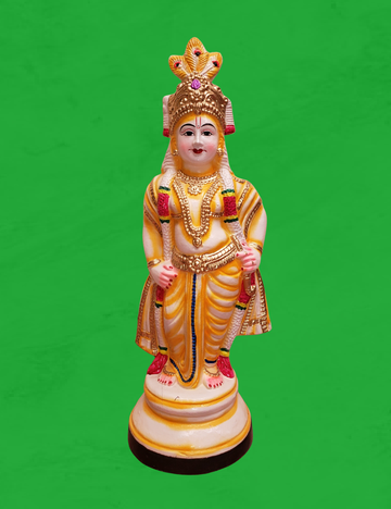Standing Krishna White Clay Single Golu Bommai 20"