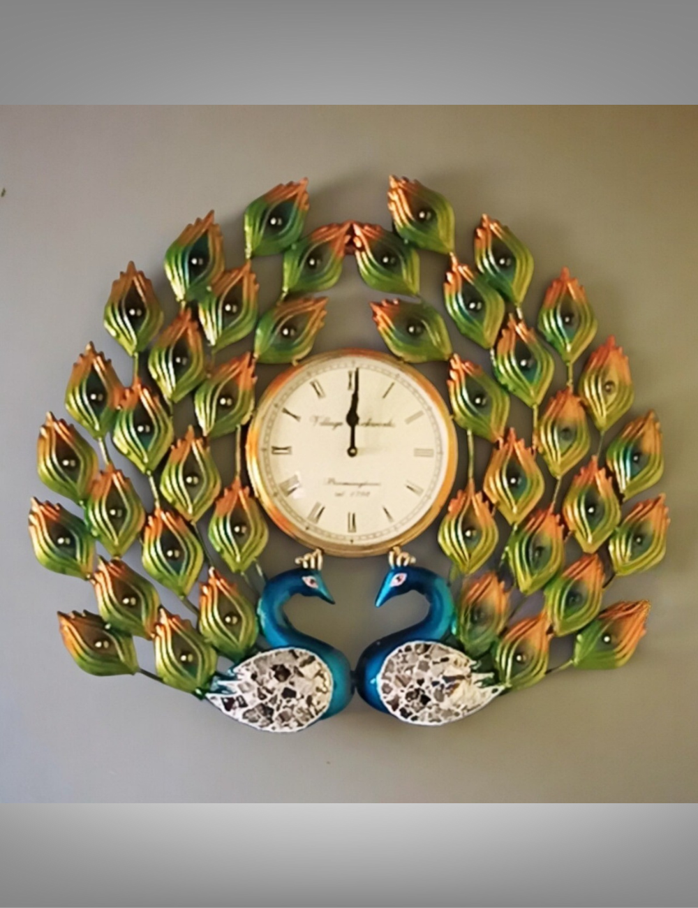 Peacock 006 Clock Metal Wall Decor 26*24 inches