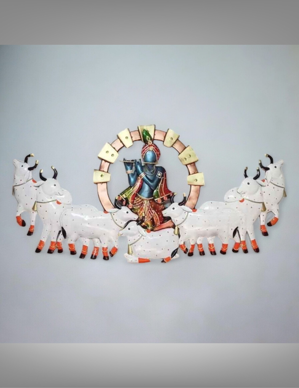 Krishna With Herd Metal Wall Decor 56*28 Inches