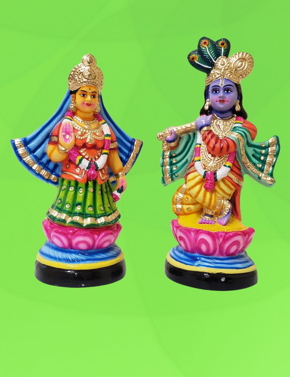 Madura Krishna Radha Clay Golu Set Bommai 14"