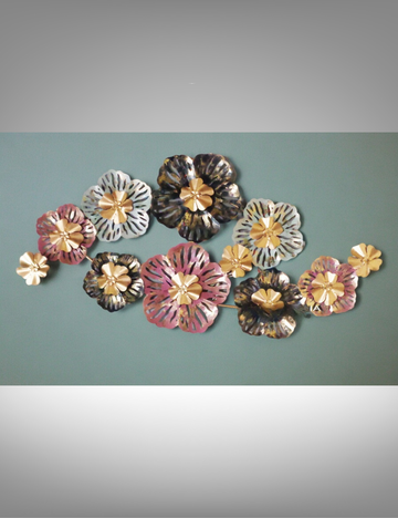 White, Pink, Black And Gold Floral LED Metal Wall Decor 48*24 inches