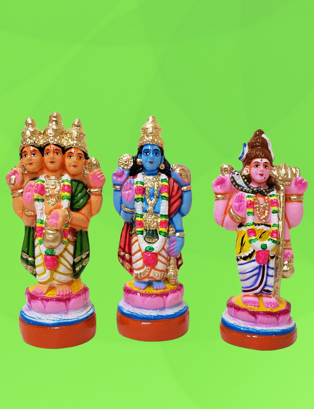 Brahma Vishnu Shivan Clay Golu Set Bommai 11"