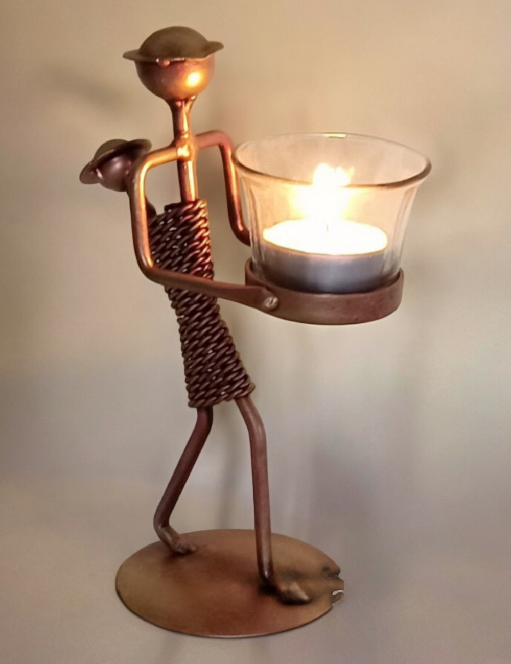 Copper Finish Metal T-Light Holder