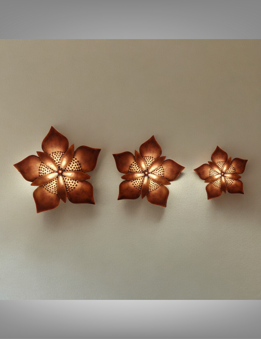 Copper Flower Set of 3 Metal Wall Decor