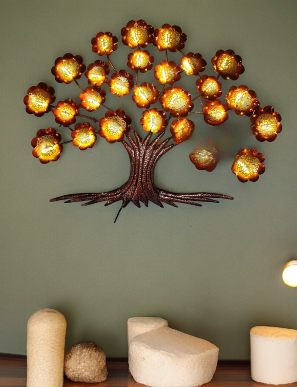 Gold and Brown Leaves Tree Metal Wall Decor 5 feet