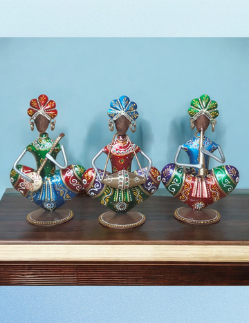 Sitting Musician Sardar Man Set of 3 Metal Show Pieces