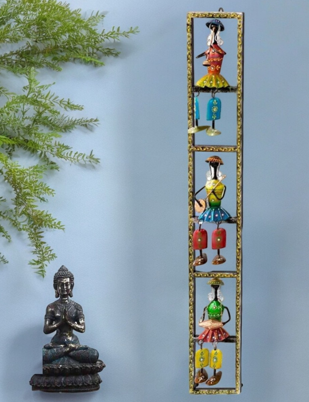 Three Musical Man Sitting in Vertical Frame Metal Wall Decor 35*12 inches