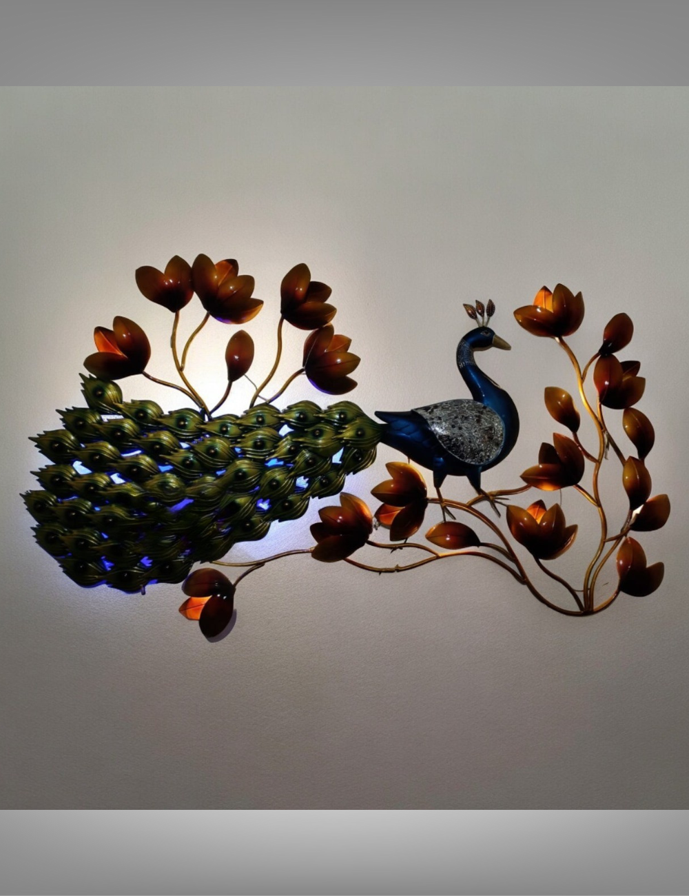 Peacock 004 LED Metal Wall Decor 5 feet