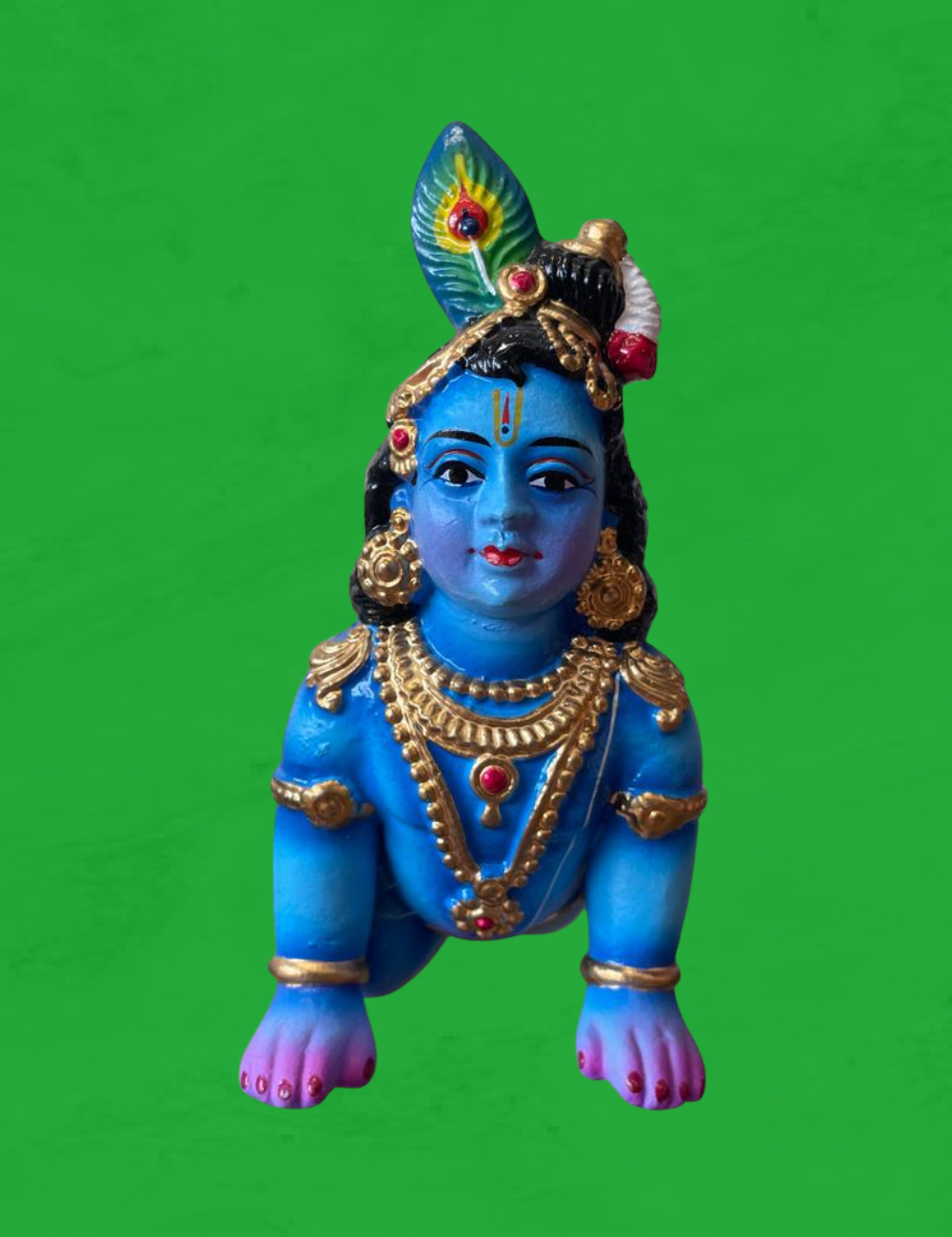 Crawling Krishna Medium Clay Single Golu Bommai 6"
