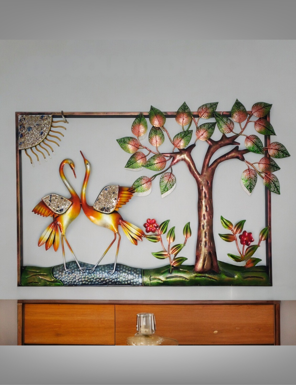 Birds Rectangular Panel LED Metal Wall Decor 44*30 inches