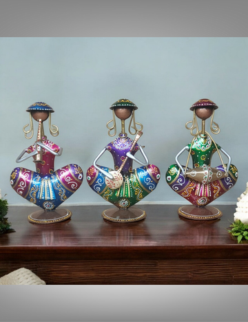 Sitting Musician Man Set of 3 Metal Show Pieces