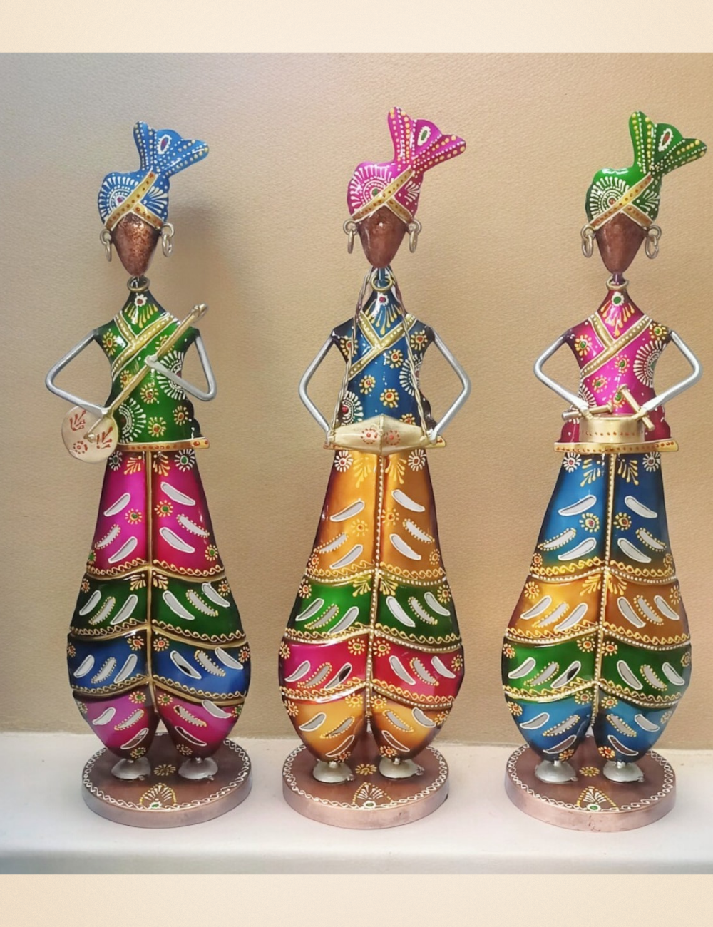 Big Musican Set of 3 Metal Showpiece