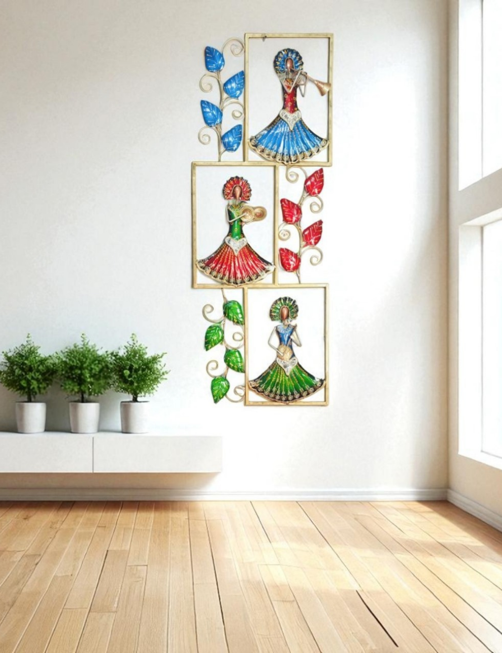 Vertical Musical Woman Panel Metal Wall Decor 48*12 inches