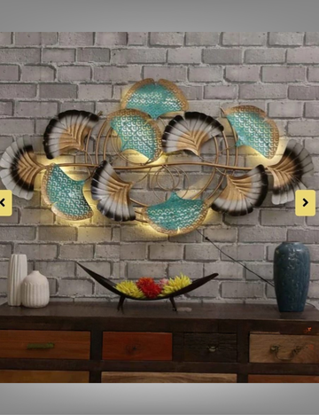 Blue With Multicolour Floral LED Metal Wall Decor 24*48 inches