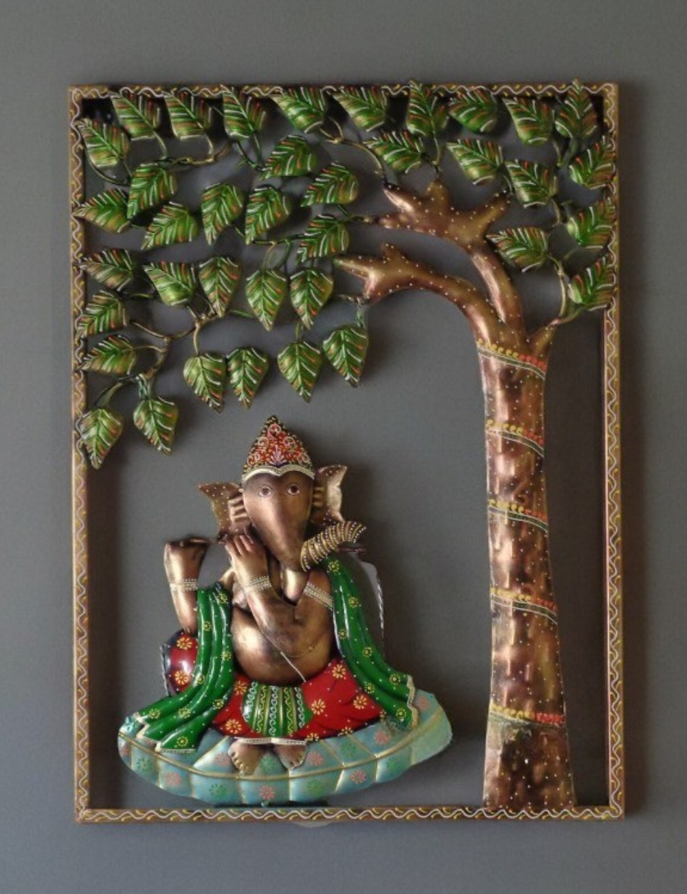 Ganesha Under the Tree Metal Wall Decor 23*30 inches