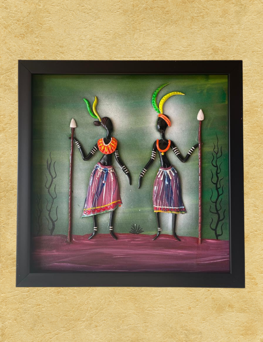 Tribal Couple 3D Wall Mural Painting
