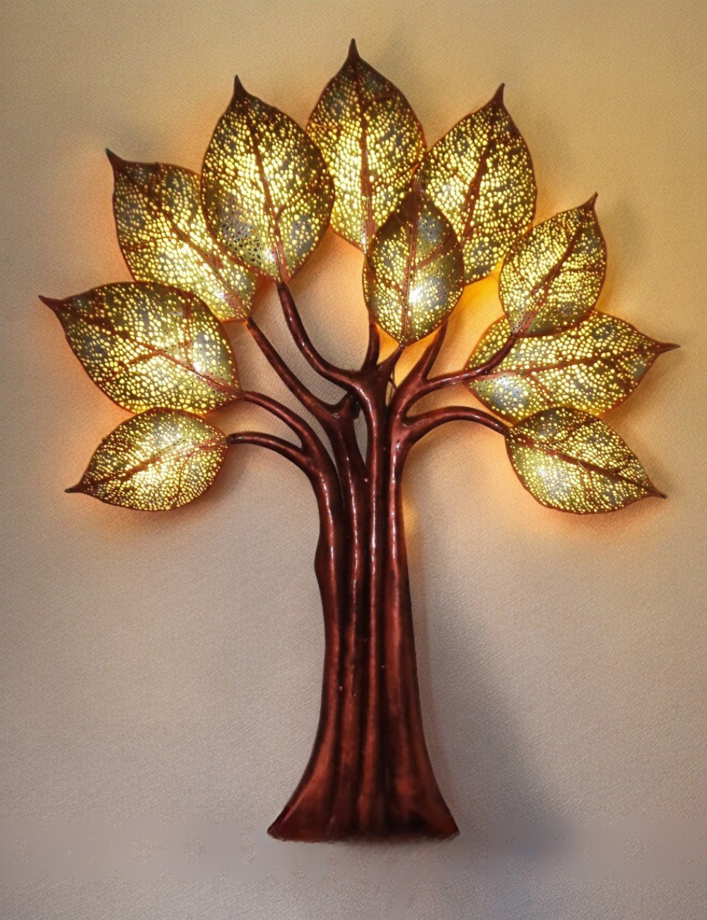 Big Golden Leaves Tree LED Metal Wall Decor 48*36 inches