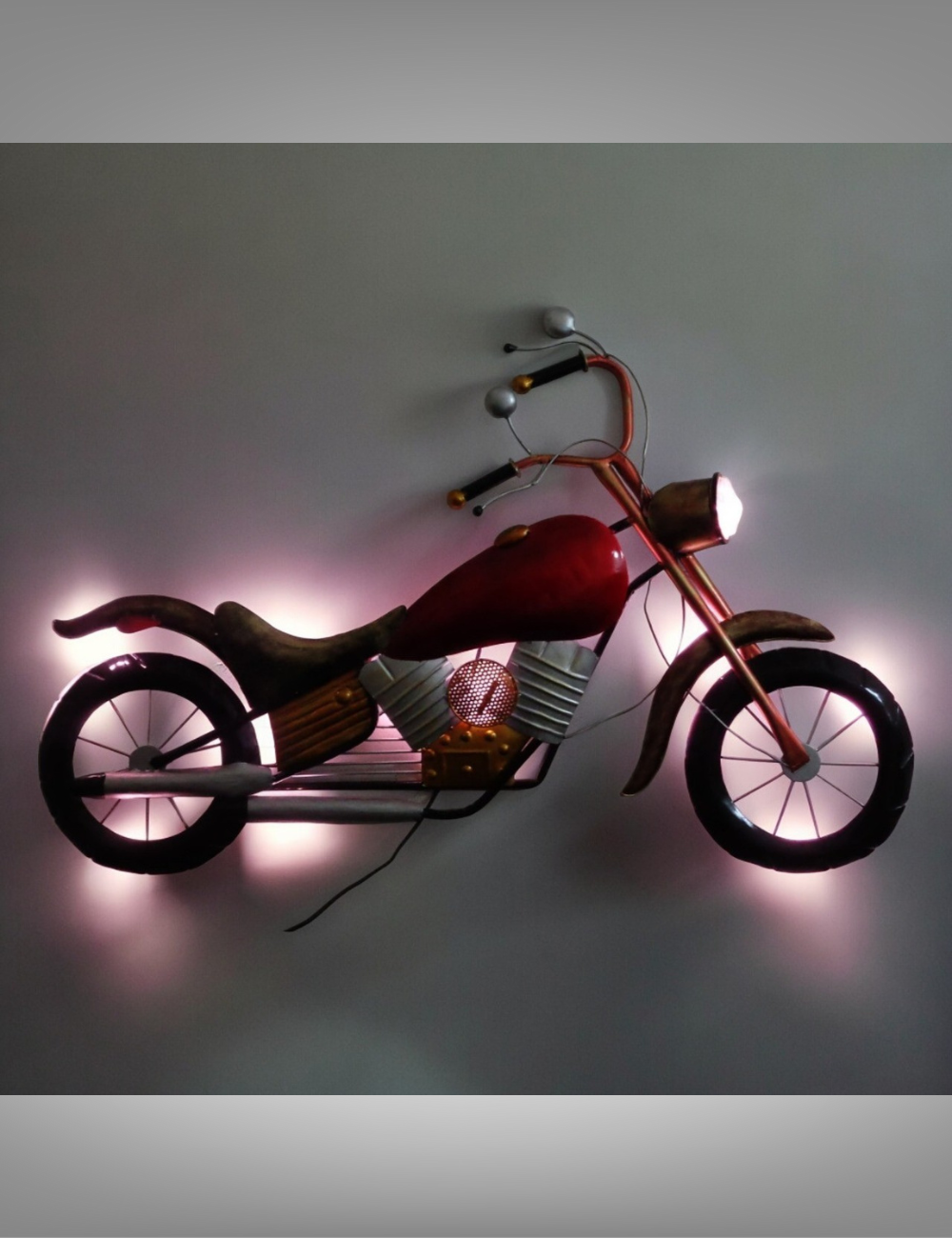 Red Bike with LED Metal Wall Decor 48*32 inches