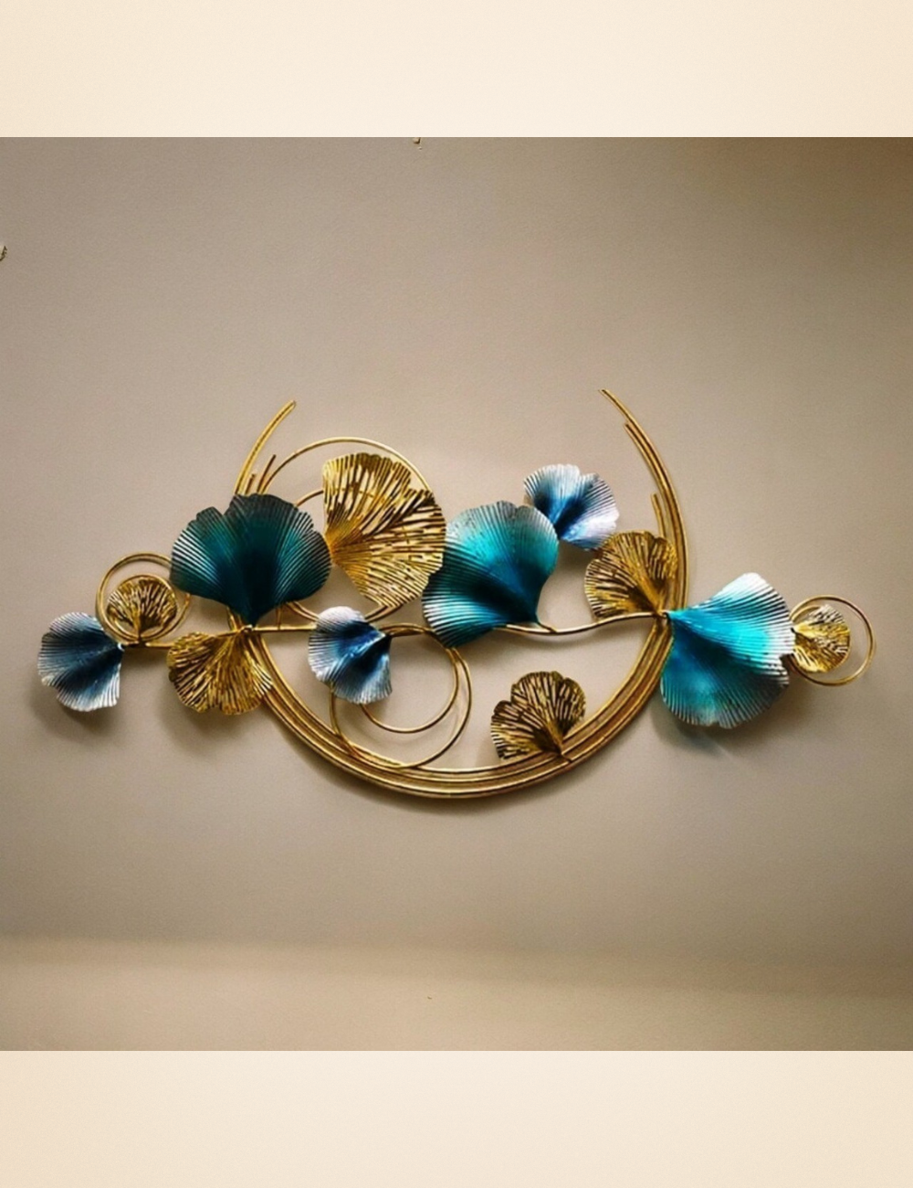 Blue and Golden Leaves LED Metal Wall Decor 48*24 inches