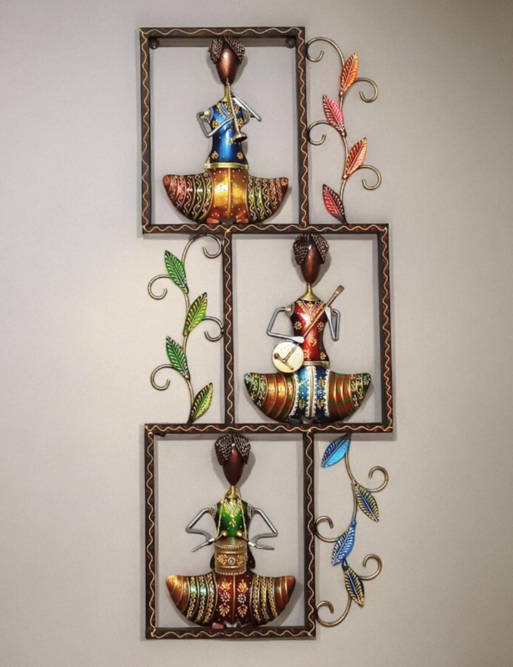 Vertical Three Men Sitting Frame Metal Wall Decor 26H * 13W inches