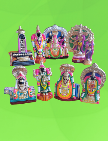 Pancha Bootha Sthalam Clay Golu Set Bommai 10"