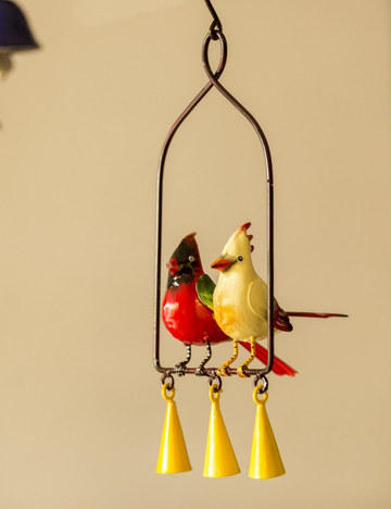 Yellow and Red Bird Metal Wind Chime