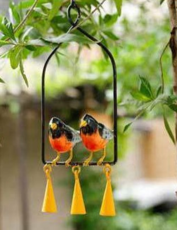 Red and Black Birds Metal Wind Chime