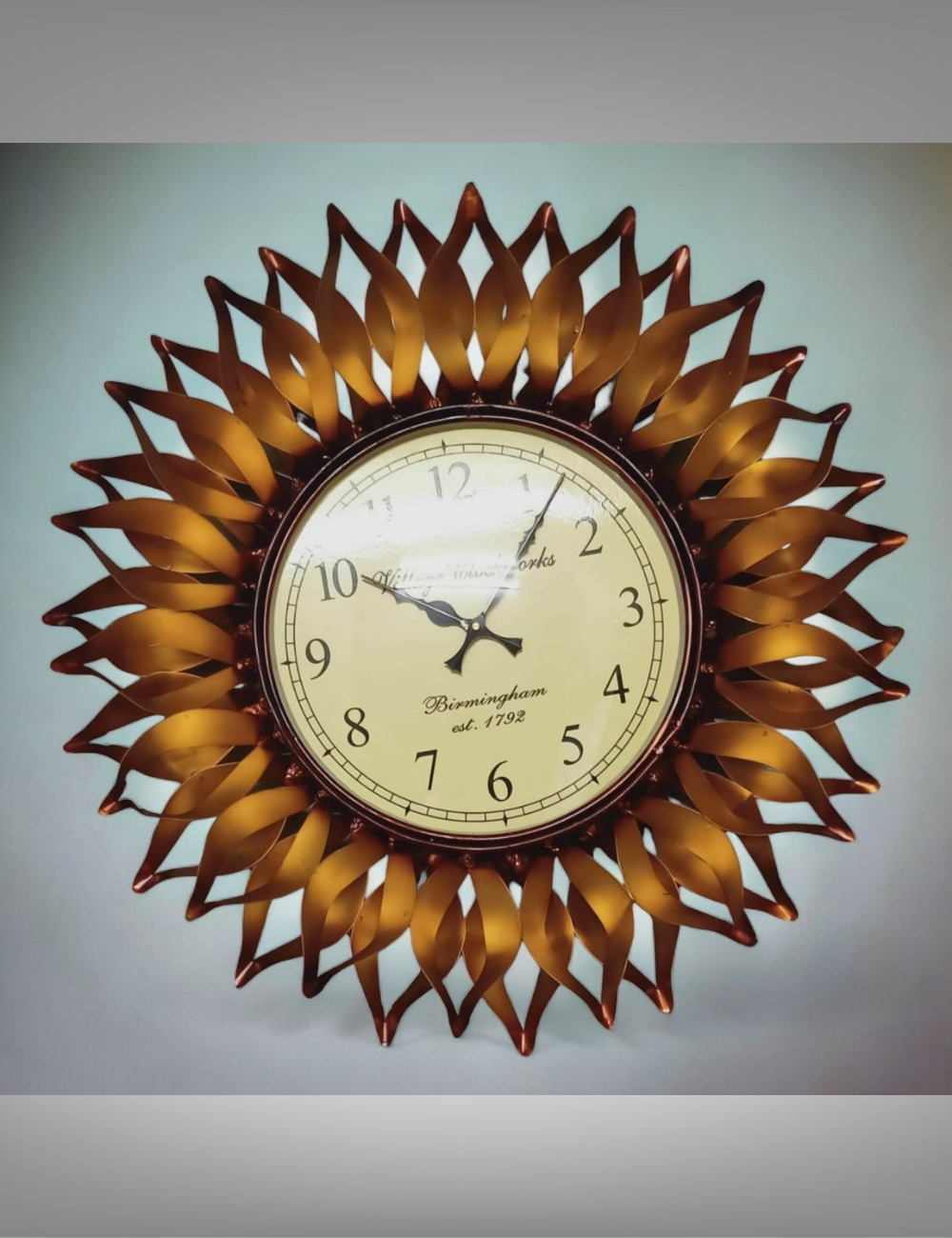 Copper Flower Clock Metal Wall Decor