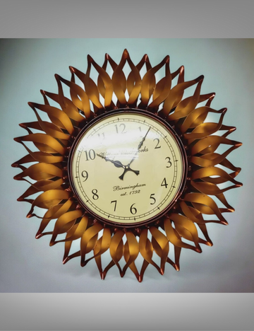 Copper Flower Clock Metal Wall Decor
