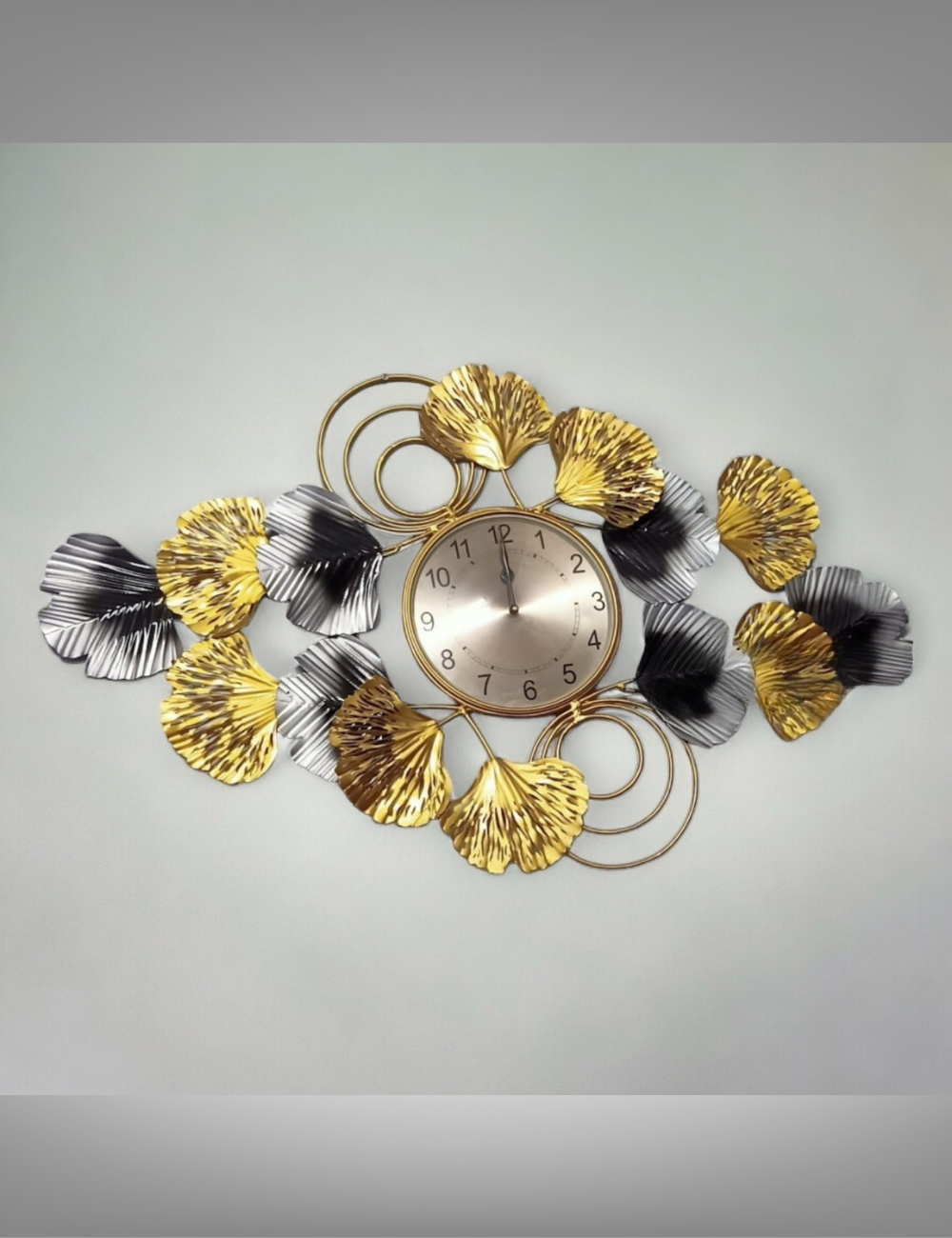 Gold and Silver Leaves Clock Metal Wall Decor 40*26 inches