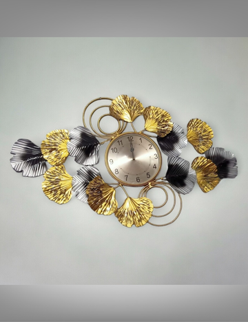 Gold and Silver Leaves Clock Metal Wall Decor 40*26 inches