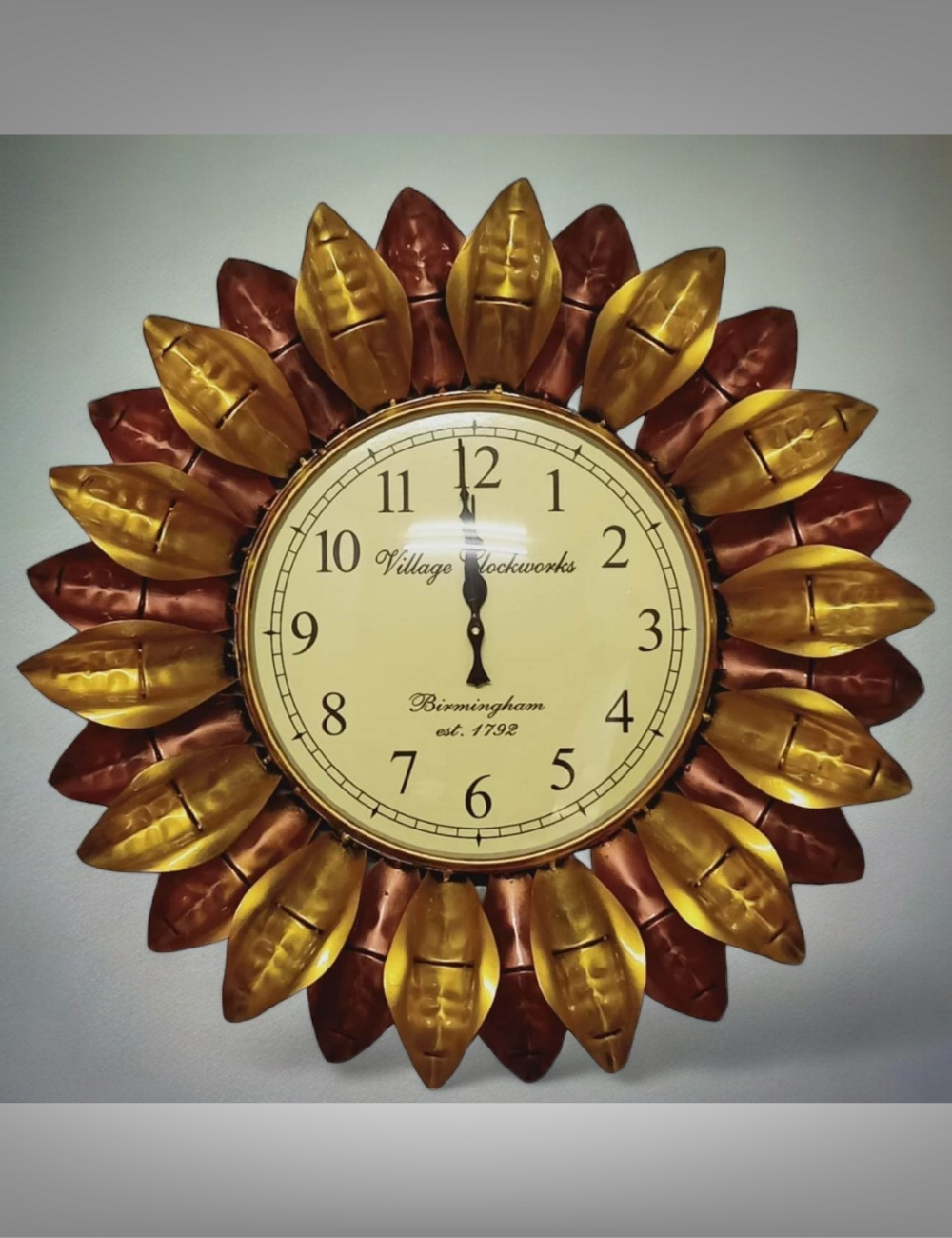 Golden Flower Clock Metal Wall Decor