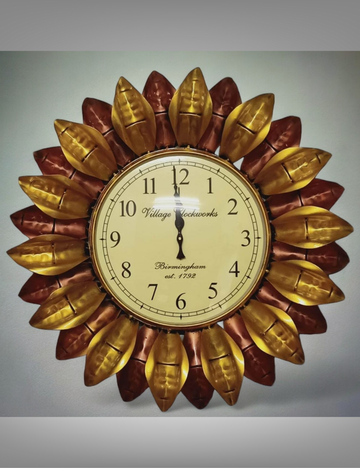 Golden Flower Clock Metal Wall Decor