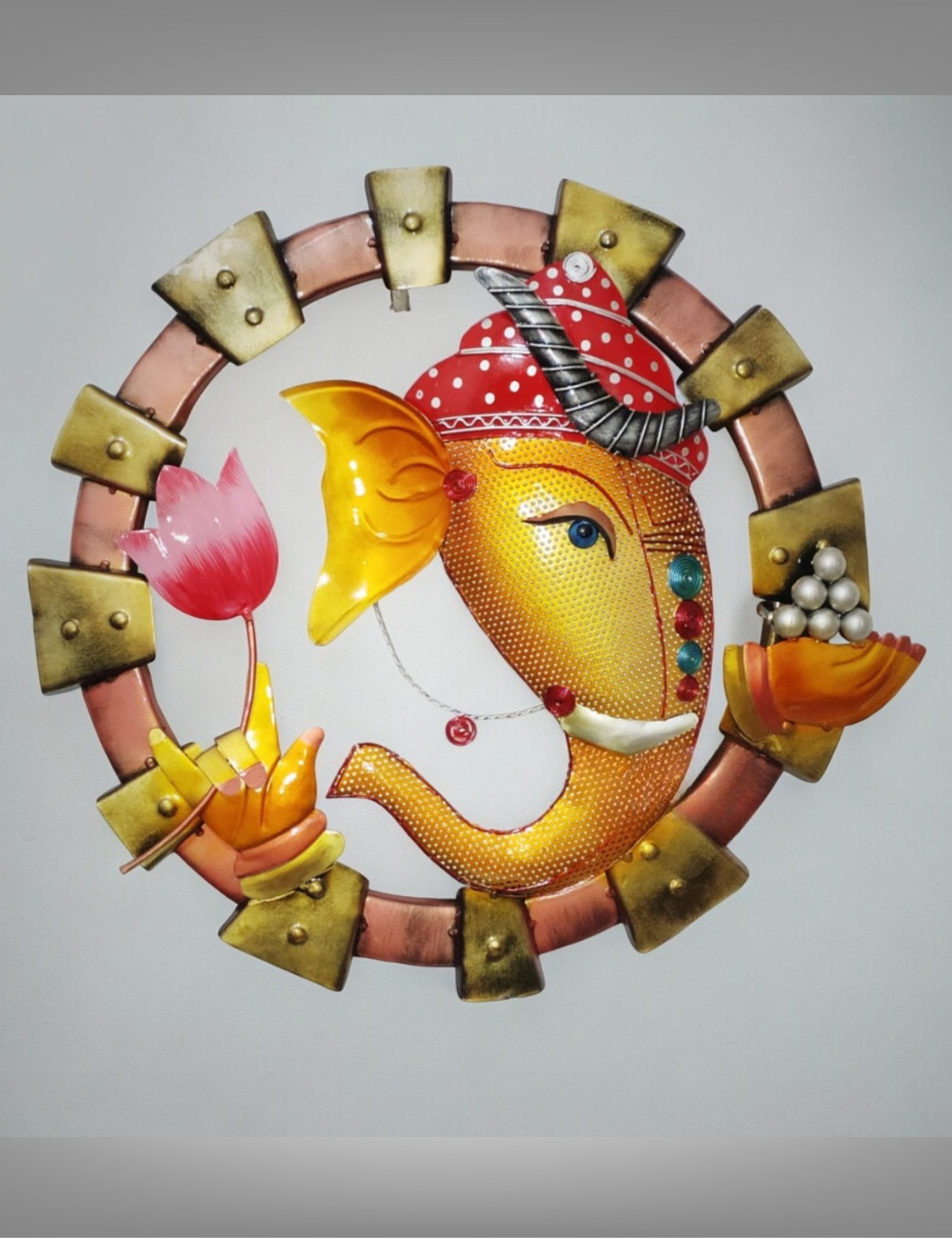 Ganesha With Lotus LED Metal Wall Decor