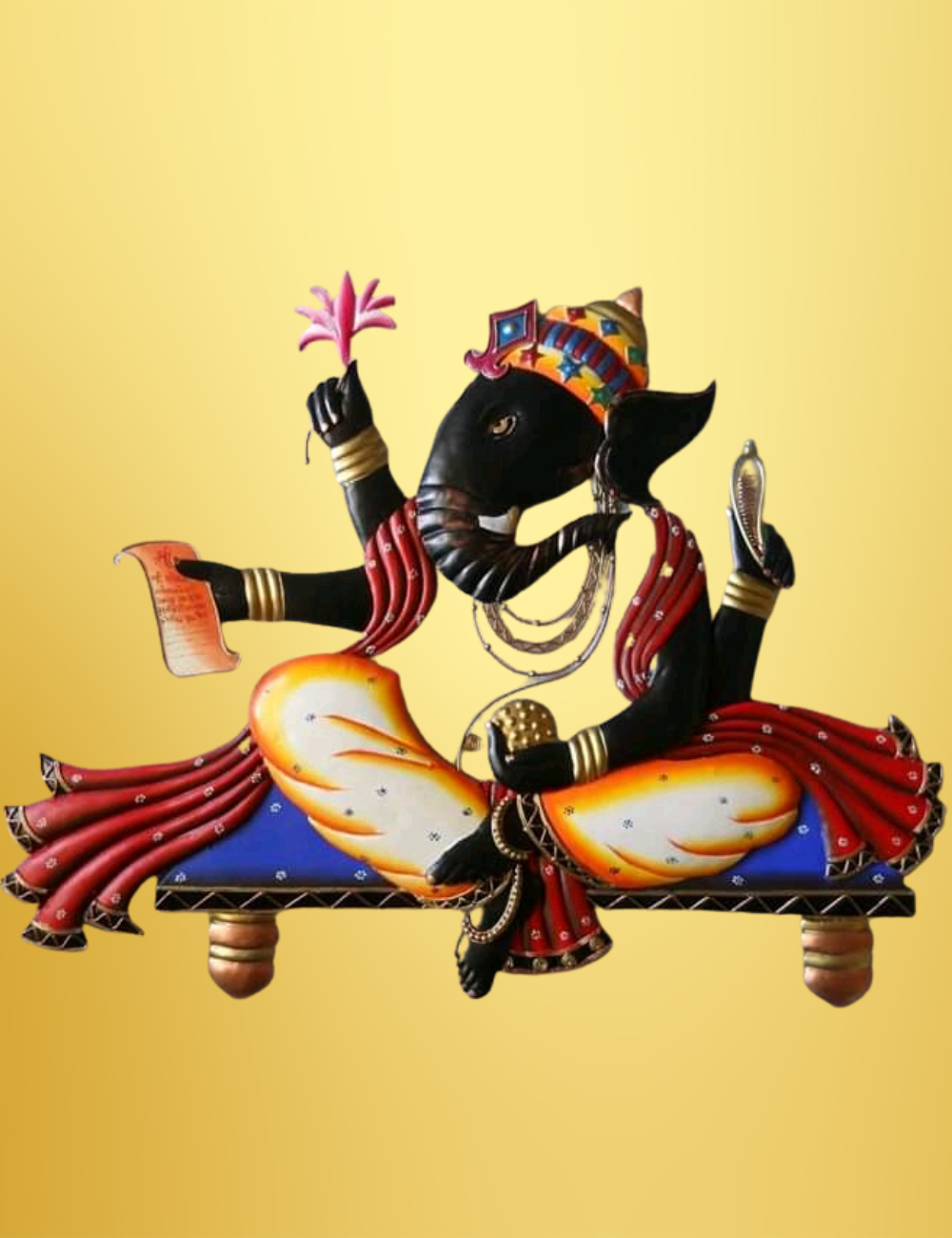 Rose Ganesha Iron Wall Decor 20*24 Inches