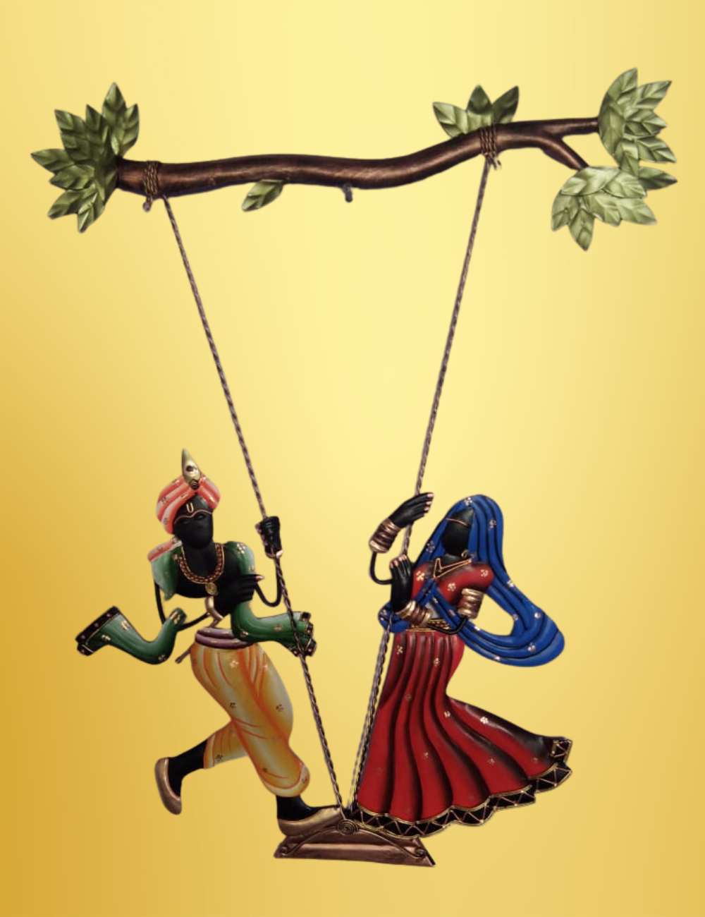 Standing Radha Krishna Jhula Iron Wall Decor 24*18 Inches