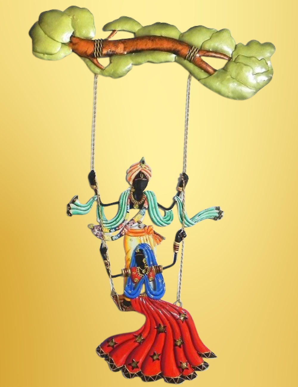 Radha Krishna Jhula Iron Wall Decor 24*36 Inches