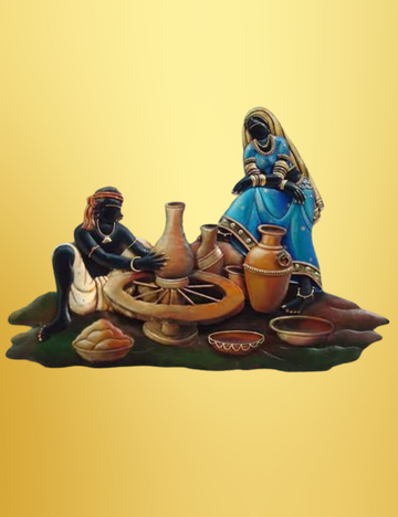 Pottery Couples Iron Wall Decor 22*18 Inches