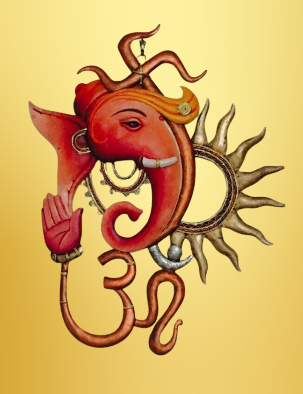 Swastik Om Ganesha Iron Wall Decor 15*26 Inches